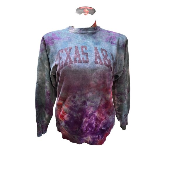 Vintage Texas A&M Tie-Dye Sweatshirt Large Champion Reverse Weave Distressed - Picture 1 of 4